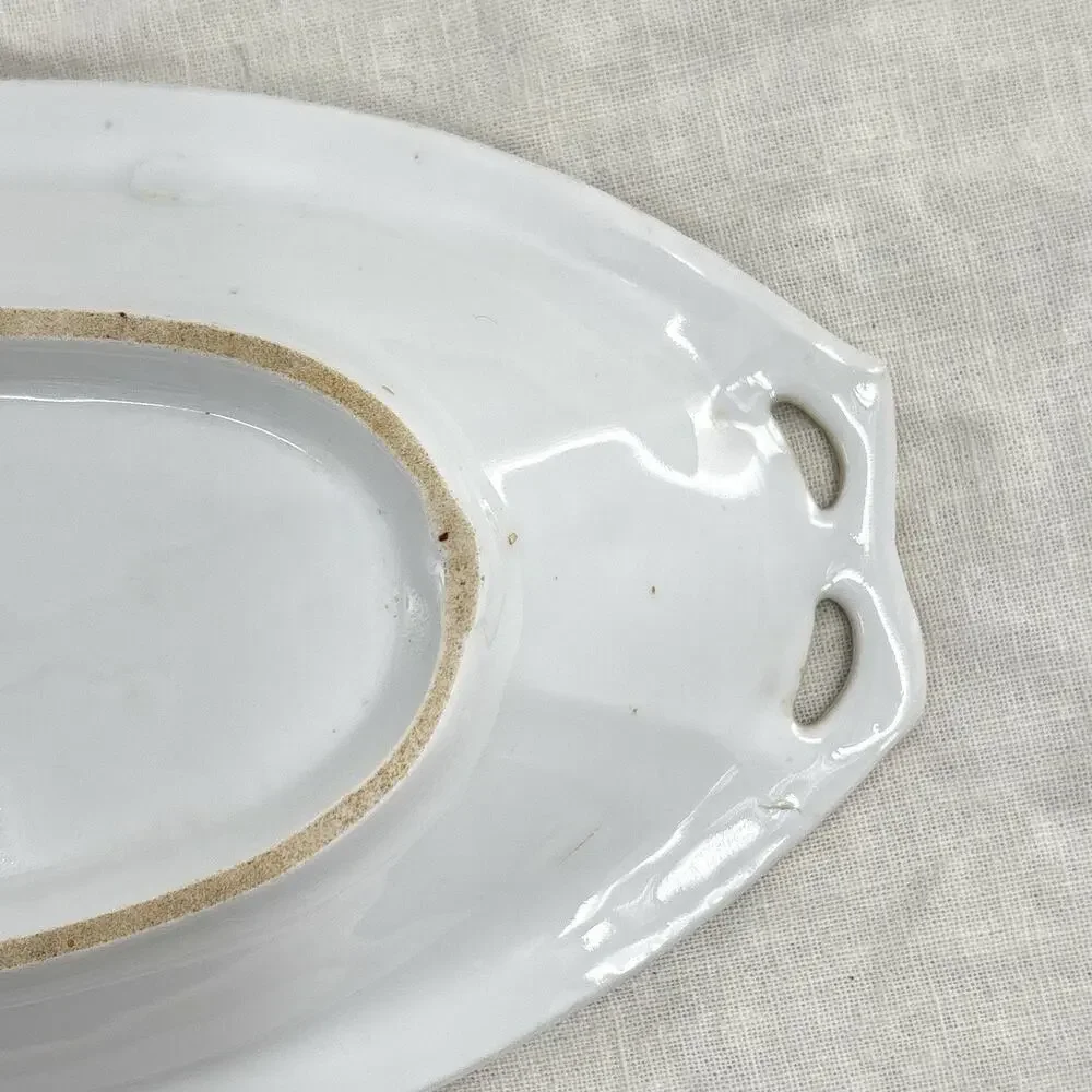 Rose Porcelain Tray Hand Painted Pink Floral Trinket Dish Vanity Romantic 9x4